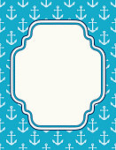 istock Blank Nautical Style Invitation Template With Anchors 1390084350