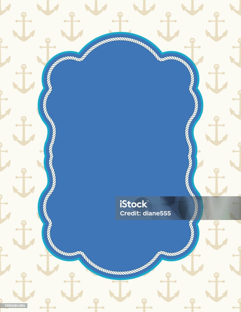Blank Nautical Style Invitation Template With Anchors Stock