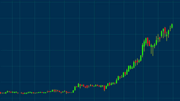 istock The stock market is up. stock movement chart on blue background vector 1390084424