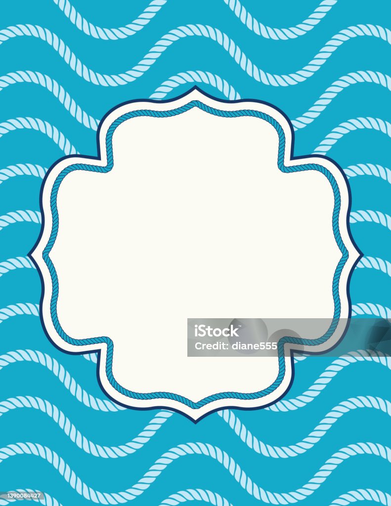 Blank Nautical Style Invitation Template With Ropes Stock Illustration