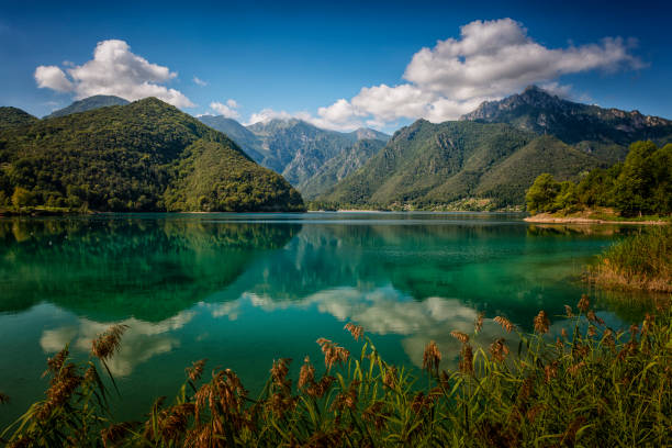 Clouds reflected on the lake surface