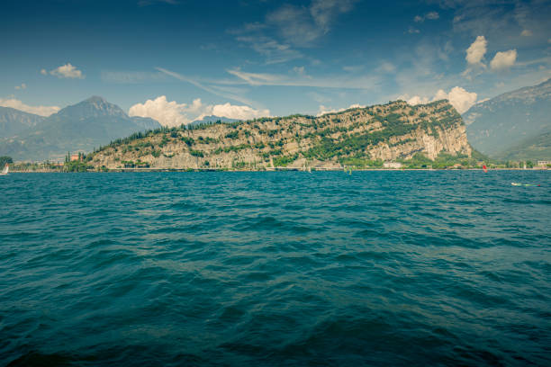 windsurfing on Lake Garda in Italy. Location is near Riva del Garda and Torbole