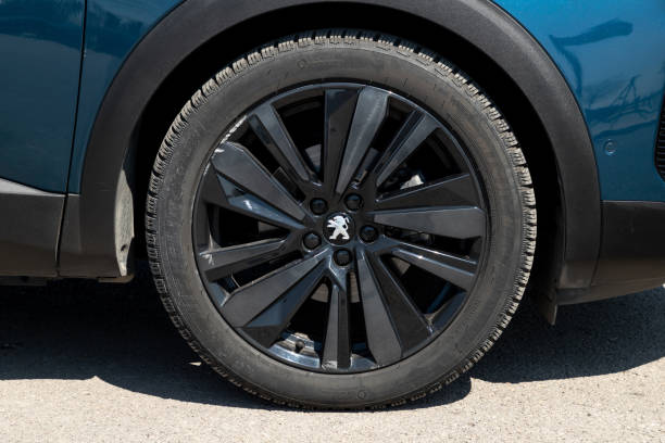 Car wheel on white background. Clipping path included.