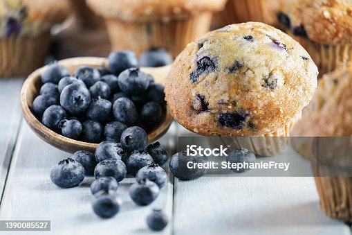 istock Homemade Blueberry Muffins with Ingredients 1390085527