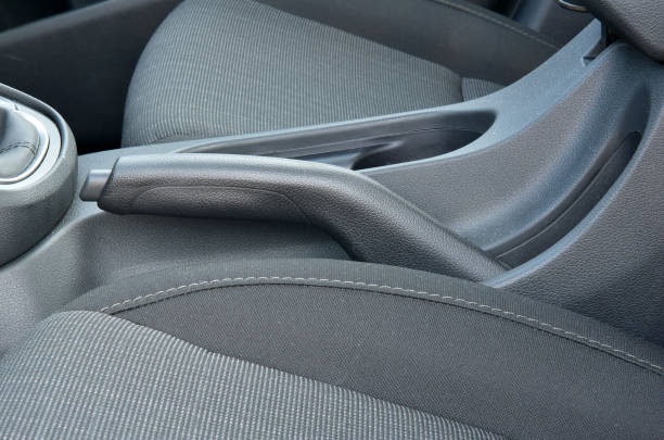 istock Hand brake in a new modern car 1390086152