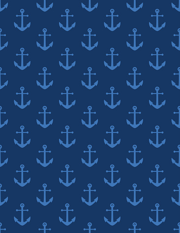 Nautical background in a seamless repeat pattern. Flat colors.