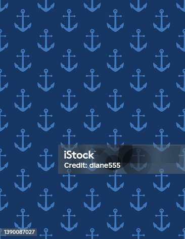 istock Nautical Seamless Background Of Anchors 1390087027