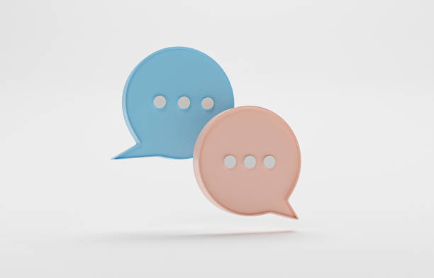 istock Blue and pink text meagre box or chatting box on white background by 3d render. 1390088417