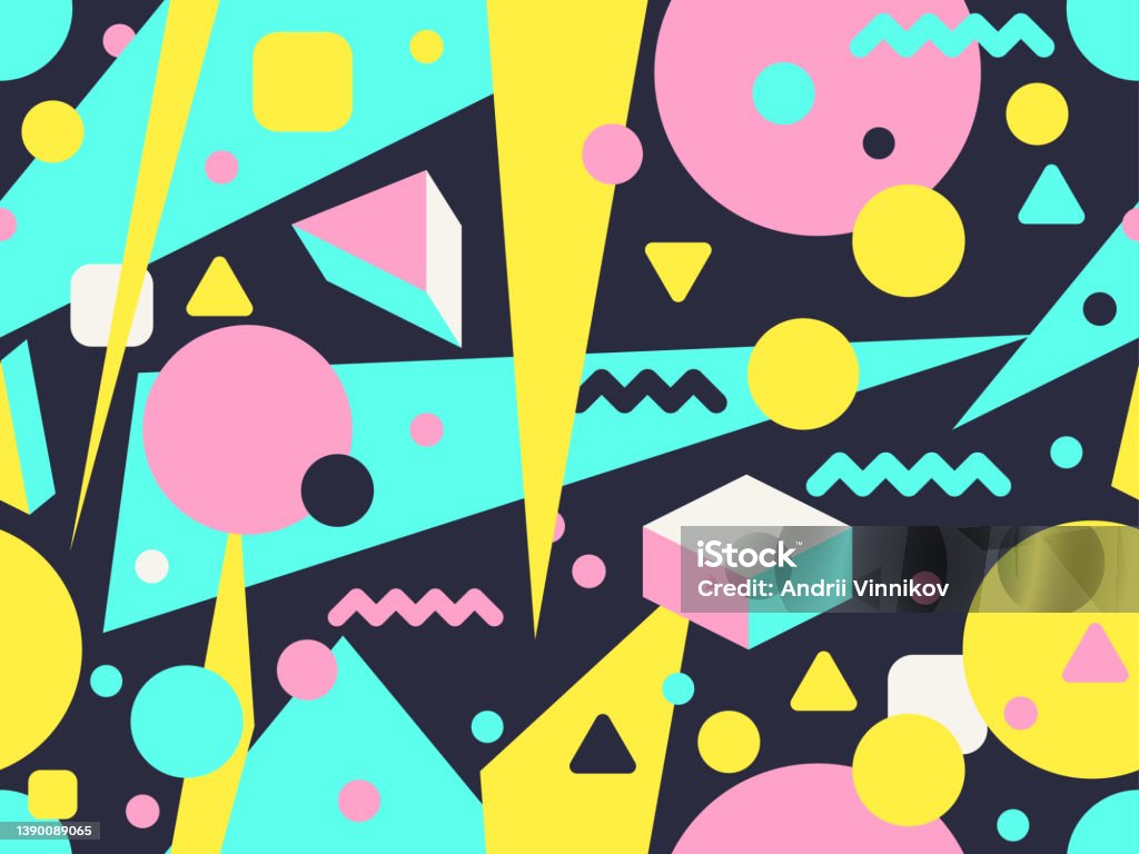 80 Style Pattern Geometric Seamless Pattern In 80s Style Isometric Geometric 3d Shapes ...