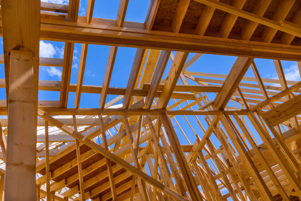 istock New house construction with wooden beams the ceiling and wall 1390093230