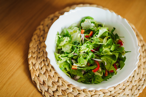 Green salad bowl. Healthy eating.