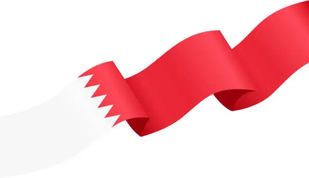 Vector illustration of Bahrain flag wave  isolated  on  or transparent background,Symbol Bahrain,template for banner,card,advertising ,promote,and business matching country poster, vector illustration