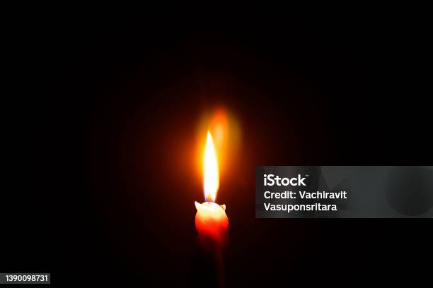 Light A Candle In A Dark Room Stock Photo - Download Image Now - Flame, Single Object, White Background