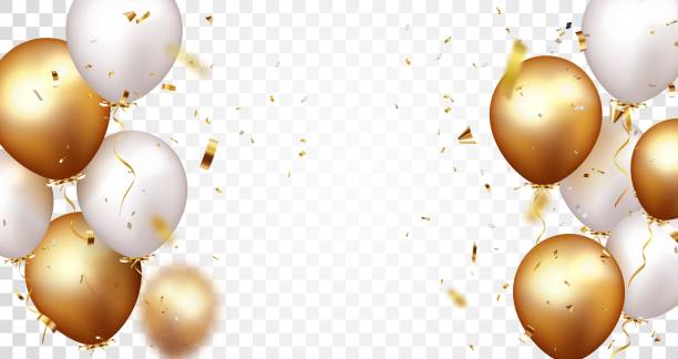 Celebration banner with gold confetti and balloons, isolated on transparent background Vector Illustration of Celebration banner with gold confetti and balloons, isolated on transparent background

eps10 hot air balloon stock illustrations