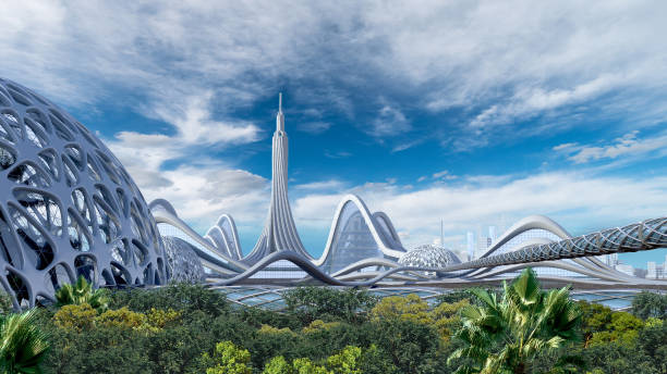 Futuristic green city architecture