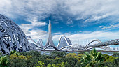 Futuristic green city architecture