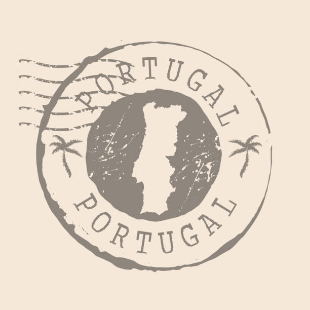 stamp postal of portugal. map silhouette rubber seal.  design retro travel. seal of map portugal grunge  for your design.  eps10 - portugal 幅插畫檔、美工圖案、卡通及圖標