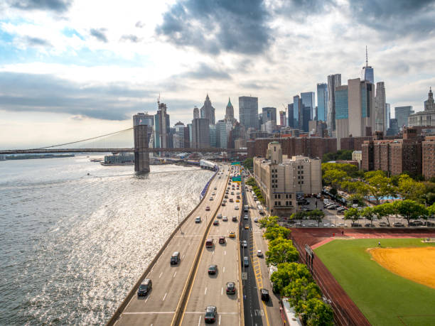 istock New York Downtown skyline - Aerial View 1390102640