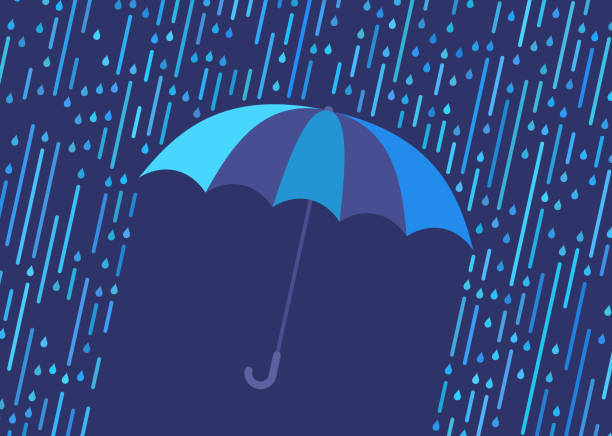 stockillustraties, clipart, cartoons en iconen met umbrella rain storm abstract background - regen