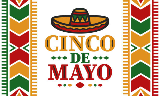 Cinco de Mayo in Mexico. Traditional mexican fiesta in May. National happy holiday with carnival, festival and parade. Latin american and spanish pattern. Illustration with sombrero. Vector poster Cinco de Mayo in Mexico. Traditional mexican fiesta in May. National happy holiday with carnival, festival and parade. Latin american and spanish pattern. Illustration with sombrero. Vector poster cinco de mayo stock illustrations