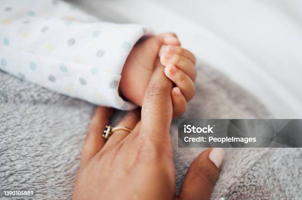 Shot Of A Mother Holding Her Babys Hand Stock Photo - Download Image Now - Baby - Human Age, Hand, Holding