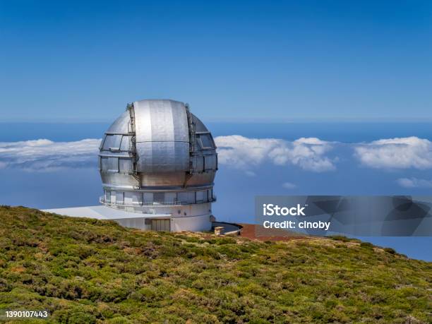 Observatories Of The Roque De Los Muchachos On Canary Island La Palma In The Province Of Santa Cruz De Tenerife Spain Stock Photo - Download Image Now