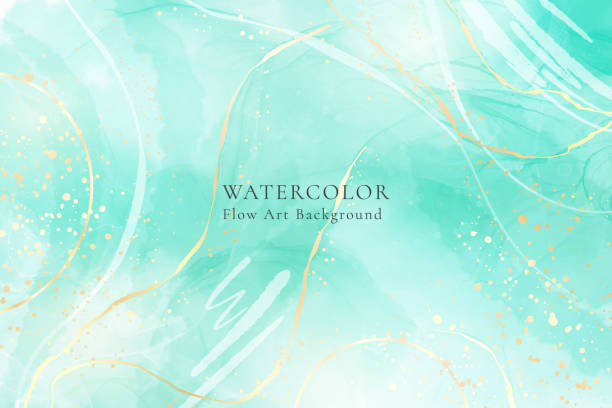 istock Royal cyan mint liquid marble watercolor background with white lines and brush stains. Teal turquoise marbled alcohol ink drawing effect. Vector illustration backdrop, watercolour wedding invitation 1390118385