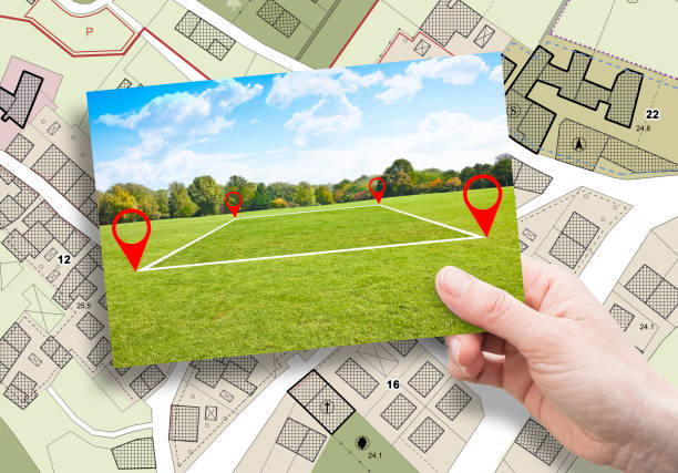 istock Land plot management - real estate concept with a vacant land on a green field available for building construction and housing subdivision in a residential area for sale, rent, buy or investment 1390124208