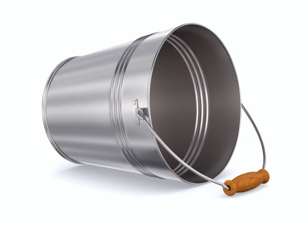 istock empty metal bucket on white background. Isolated 3D illustration 1390124518