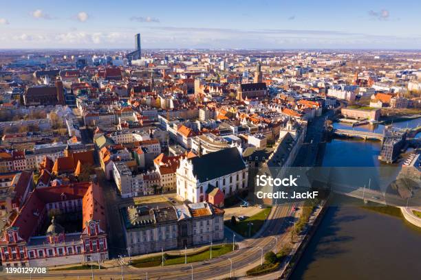 Aerial View Of Wroclaw On Oder River With Market Square Stock Photo - Download Image Now