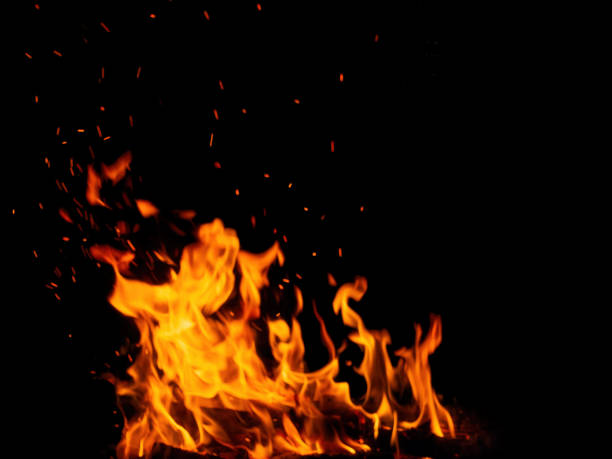 istock Abstract flame of fire from a campfire on a black background 1390132444