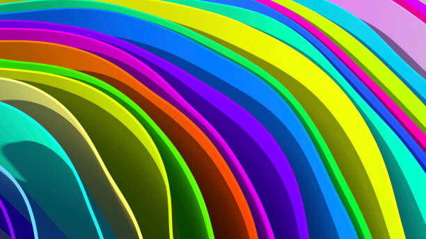 istock 3d abstract rainbow wave lines folds background. Multi color gradient curves with texture paper, fabric, ribbons. Surreal, futuristic, psychedelic background. 1390132593