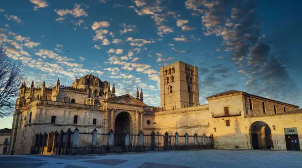 Zamora Cathedral covered by a beautiful sky, Castile Leon, Spain