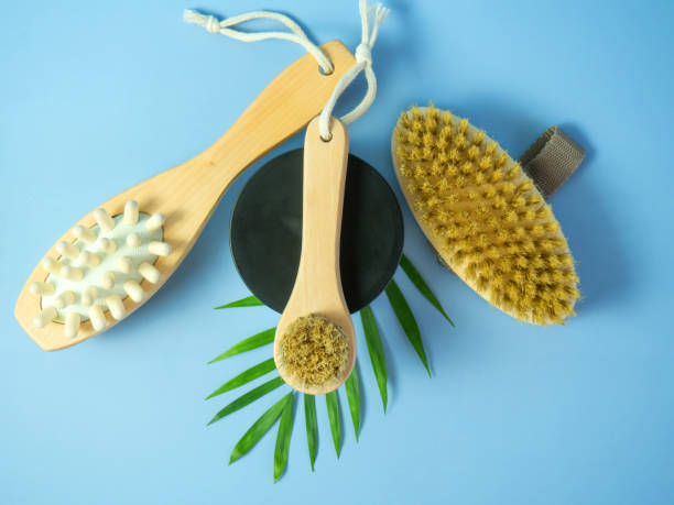 istock on a blue background brushes for face and body massage 1390142347