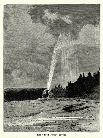Vintage illustration, Lone Star geyser, Yellowstone Park, USA, 1888, 19th Century