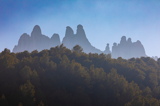 Montserrat mountain a foggy day