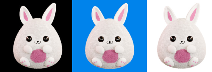 Easter bunny, 3d render. Plush funny rabbit isolated on a white background. Fat cartoon rabbit