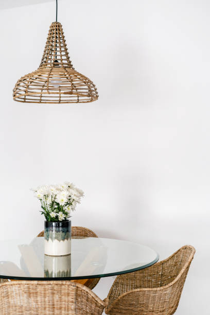 istock Wicker armchair near glass table in kitchen 1390148670