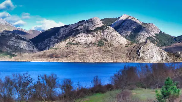 Barrios de Luna reservoir in winter, Leon province, Spain