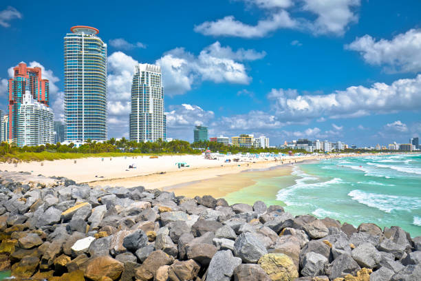 istock Miami Beach South beach colorful beach and ocean view 1390156691