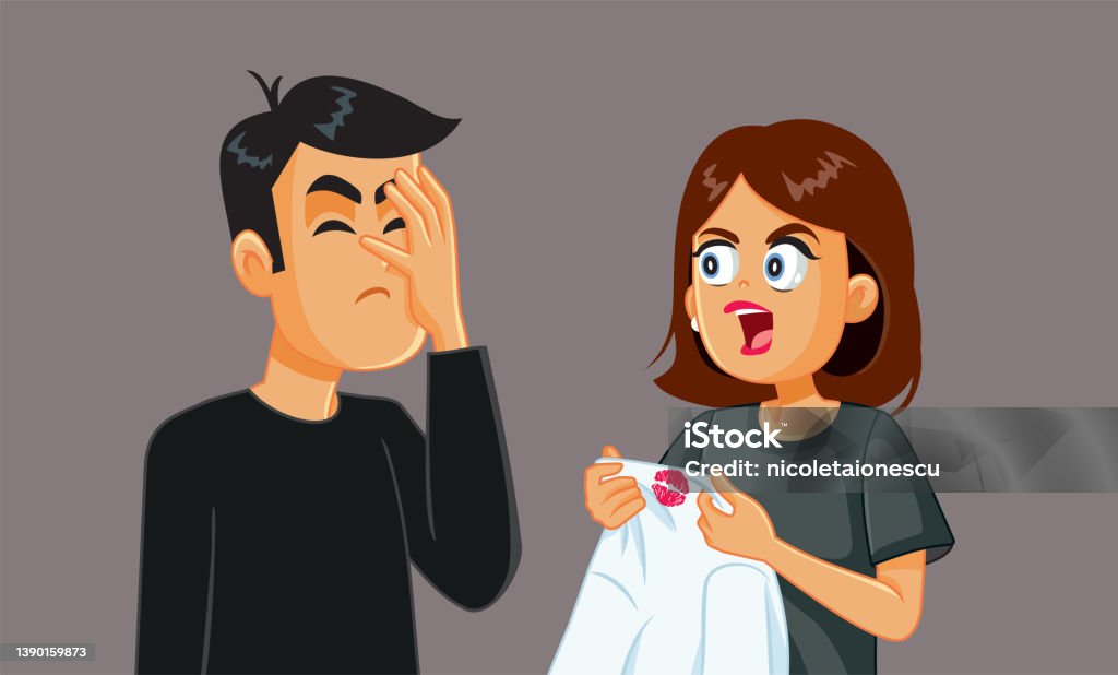 Angry Wife Confronts Her Cheating Husband With Evidence Vector Cartoon  Stock Illustration - Download Image Now - iStock