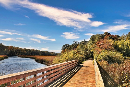 Riding along on the Bugline Trail in the early Autumn, located near Menomonee Falls, WI.