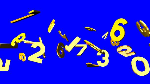 istock Gold numbers on blue chroma key background. 1390174234