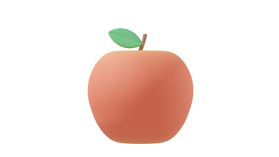 3D Illustration of fruits isolated on white background, Apple.