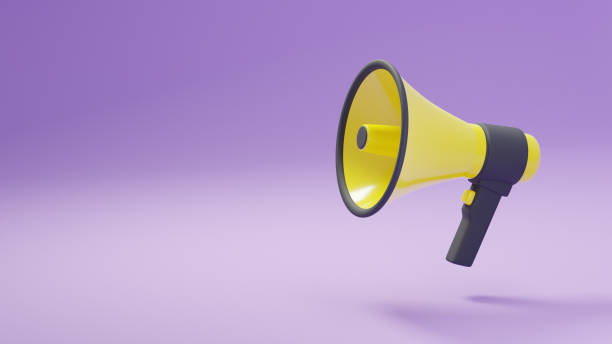 istock Illustration of a megaphone drawn at 3DCG. Shoot from the side. 1390176611