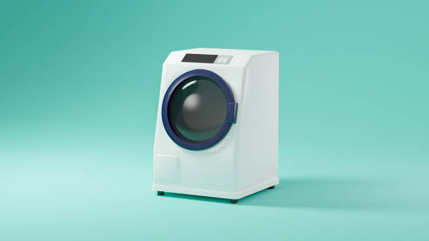 istock Illustration of a drum-type washing machine drawn at 3DCG. 1390177153