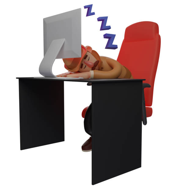istock Detective 3D Cartoon Illustration sleep on a desk 1390182386