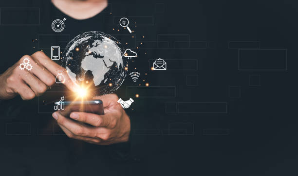 istock Businessman using smart phone . Global business internet connection application technology and digital marketing. Finance and Banking Digital Link Technology Big Data 1390186592