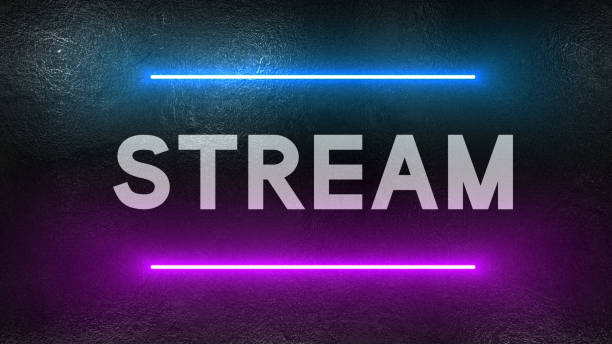 istock Stream text on a wall and illuminated with neon lights 1390188357