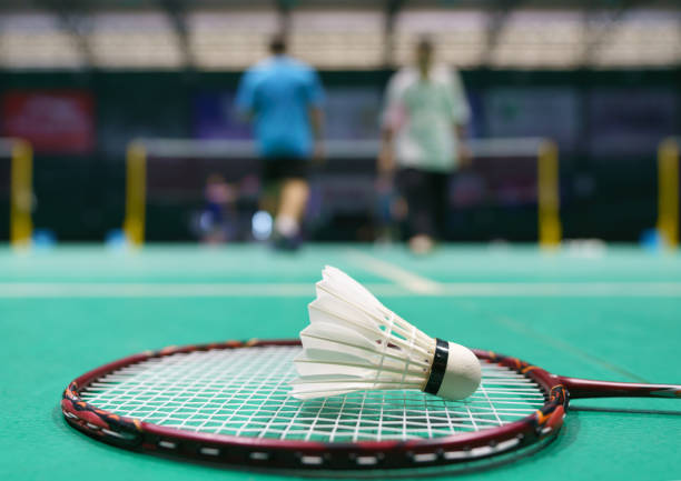 istock shuttlecock on green badminton playing court 1390191060